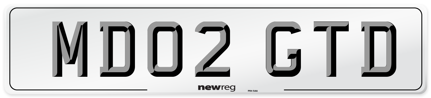 MD02 GTD Number Plate from New Reg